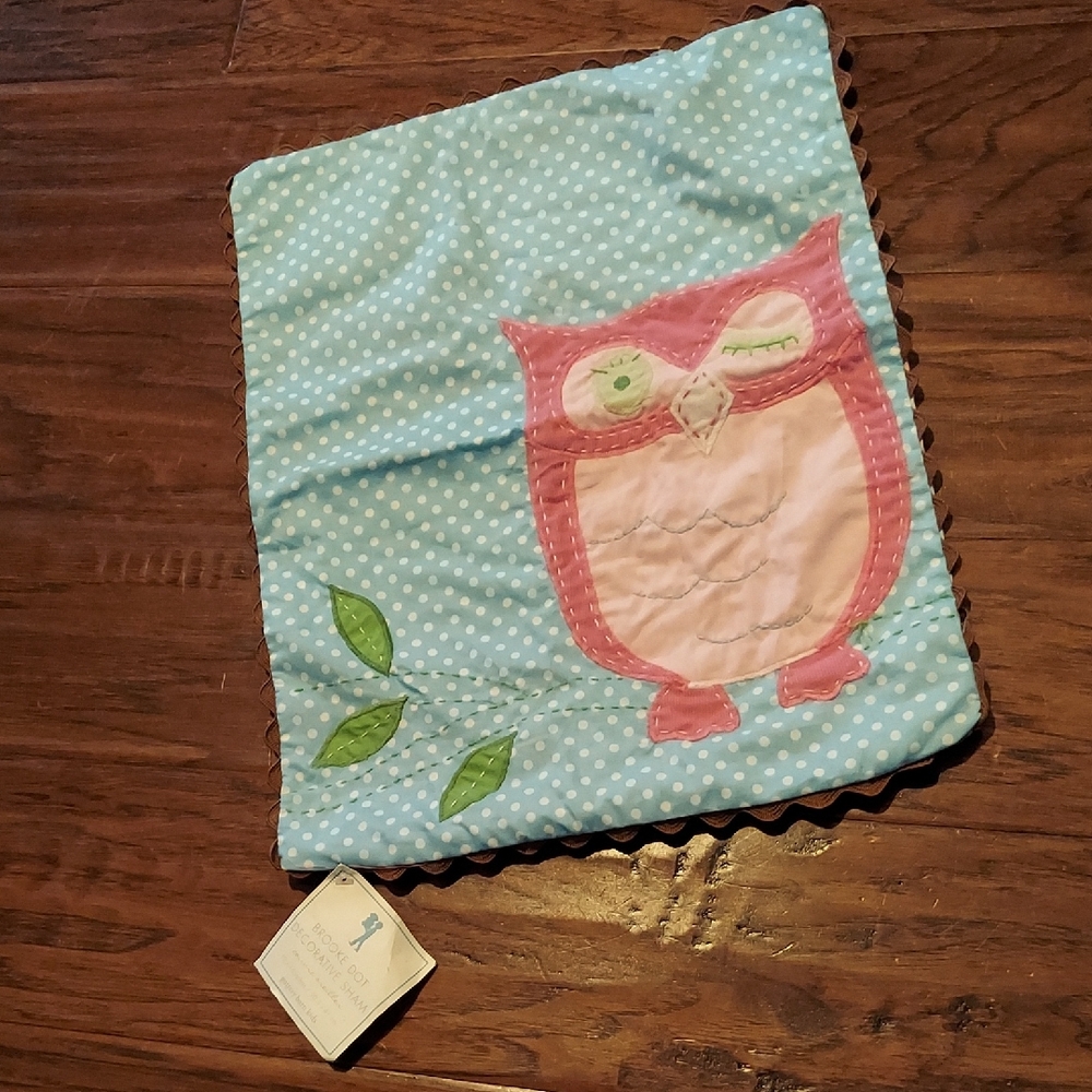 Pottery Barn Kids Brooke Dot Decorative Sham Owl Quilt New